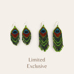 Load image into Gallery viewer, Exclusive Beaded Earrings in Peacock Feather Design
