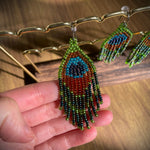 Load image into Gallery viewer, Exclusive Beaded Earrings in Peacock Feather Design