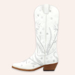 Load image into Gallery viewer, La Pintura &#39;Flor&#39; Embroided Cowboy Boots - White Size 38